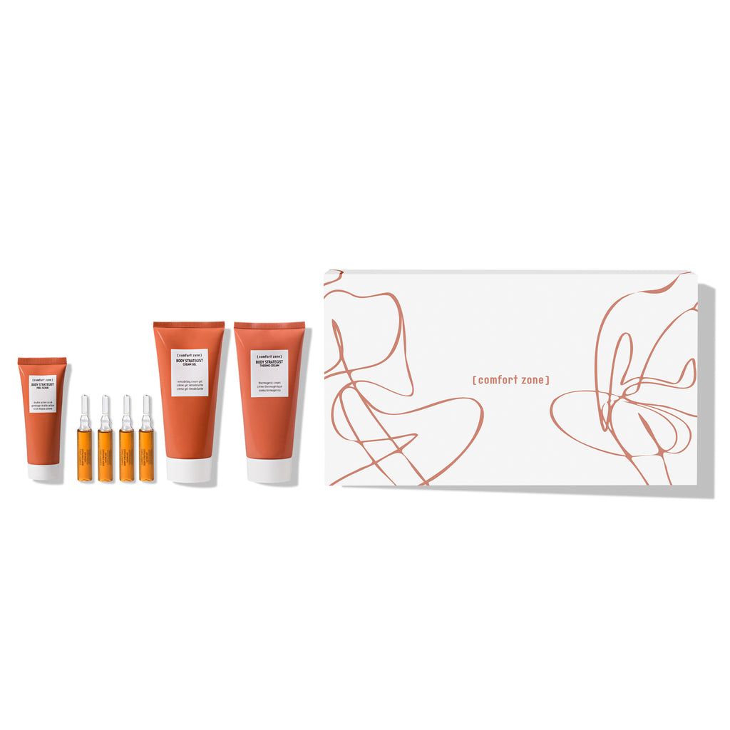 28-Tage Cellulite-Kit von [ comfort zone ] mit Peeling, Caffeine Shots, Cream Gel & Thermo Cream zur Körperstraffung