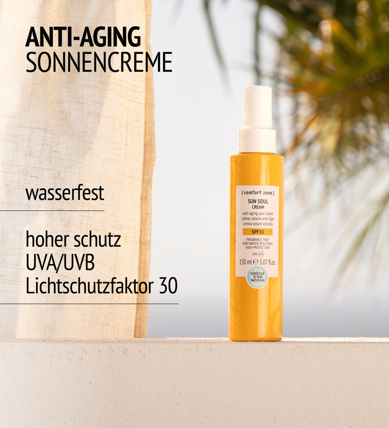 : SUN SOUL CREAM SPF30 Anti-Aging-Sonnencreme für Gesicht und Körper - sehr wasserfest-
